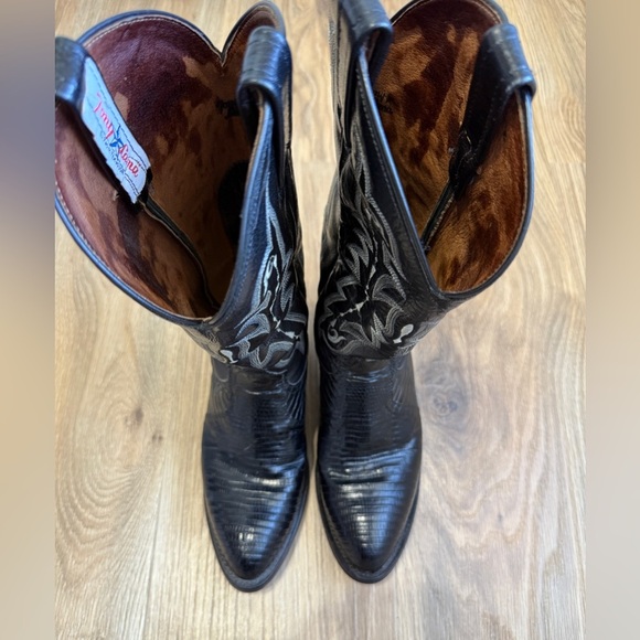 Tony Lama CZ810 Men's Exotic Western Boot w/ Black Teju Lizard USA Made 7.5 D - Picture 3 of 7